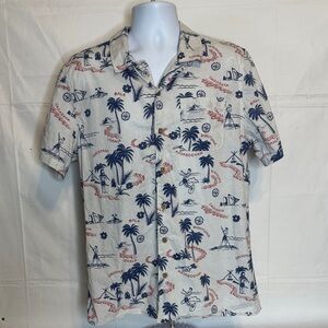 O'Neill Cream White and Blue Casual Hawaiian Button Size XL Shirt
